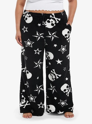 Skull & Crossbones Stars Fuzzy Pajama Pants Plus