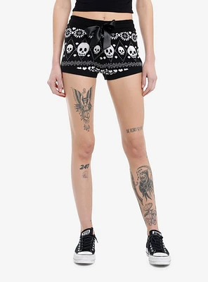 Skull Fair Isle Knit Shorts