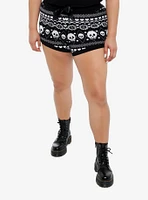 Skull Fair Isle Knit Shorts Plus