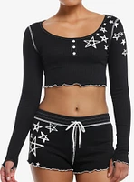 Black & White Scribble Stars Girls Lounge Set