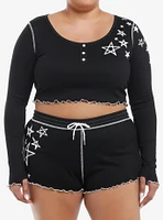 Black & White Scribble Stars Girls Lounge Set Plus