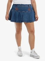 Sweet Society Jack-O'-Lantern Pleated Denim Skirt Plus