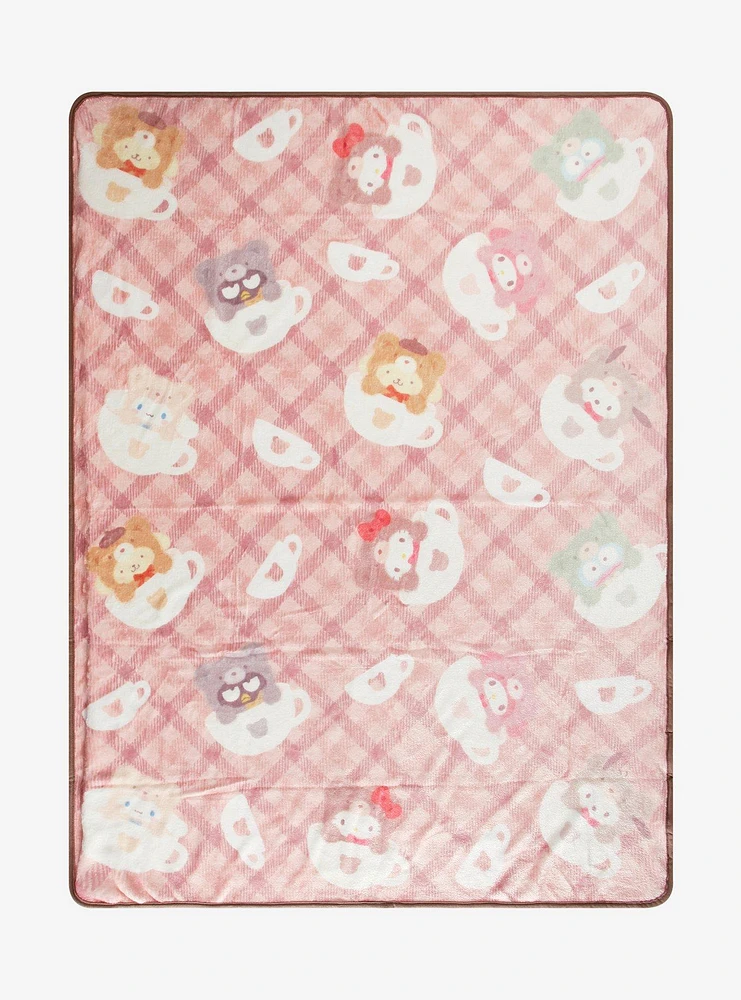 Sanrio Hello Kitty & Friends Latte Bear Plaid Fleece Throw