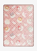 Sanrio Hello Kitty & Friends Latte Bear Plaid Fleece Throw