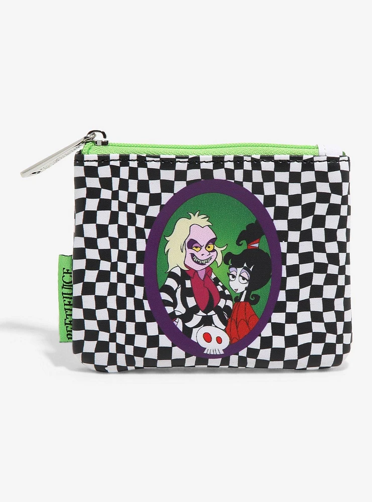 Loungefly Beetlejuice Cartoon Lydia & Beetlejuice Checkered Coin Purse - BoxLunch Exclusive