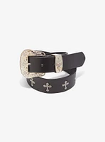 Rhinestone Gothic Cross Bling Belt