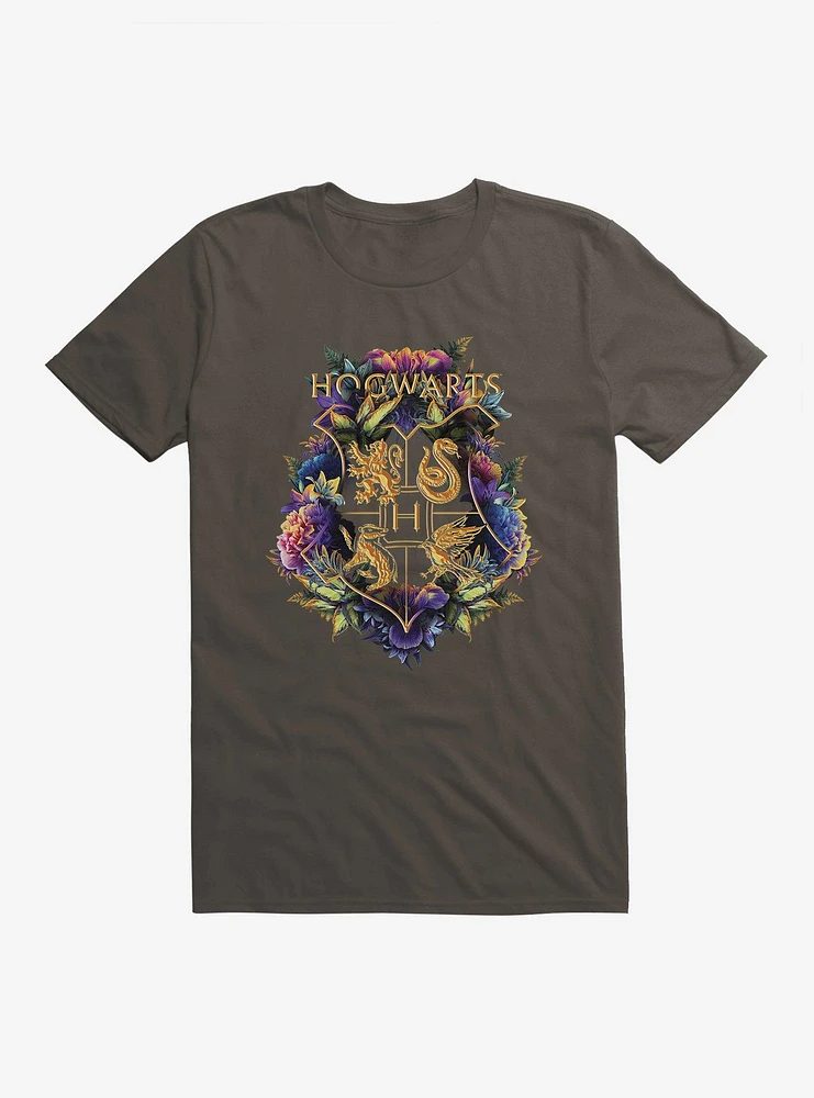 Harry Potter Hogwarts Floral Shield T-Shirt