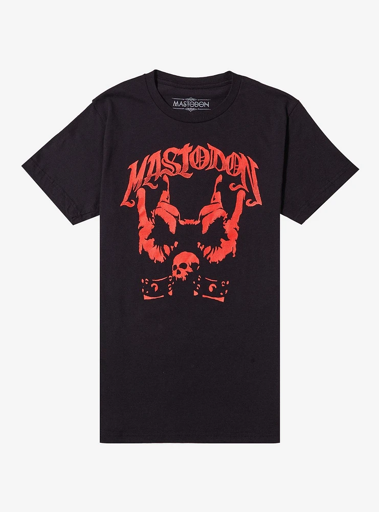 Mastodon Double Devil Horns Boyfriend Fit Girls T-Shirt