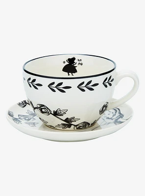 Disney Alice in Wonderland Floral Silhouette Tea Cup and Saucer