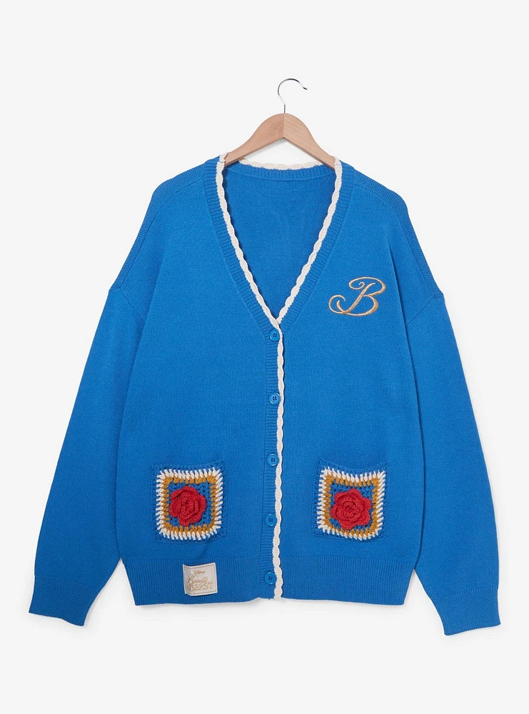 Disney Beauty and the Beast Belle Roses Crochet Women's Plus Cardigan — BoxLunch Exclusive