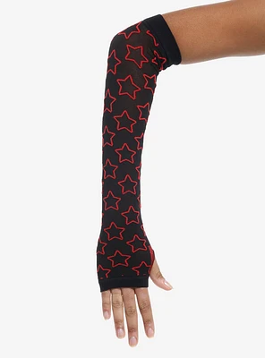 Black & Red Star Mesh Arm Warmers