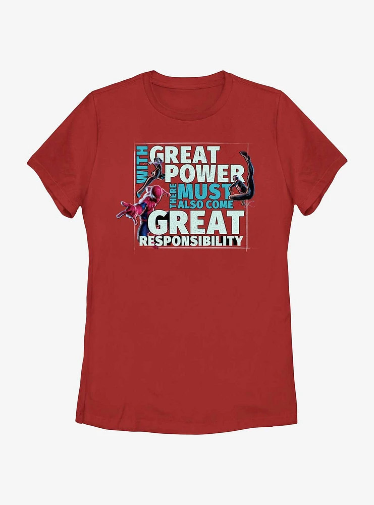 Marvel Spider-Man Power And Responsibility Womens T-Shirt