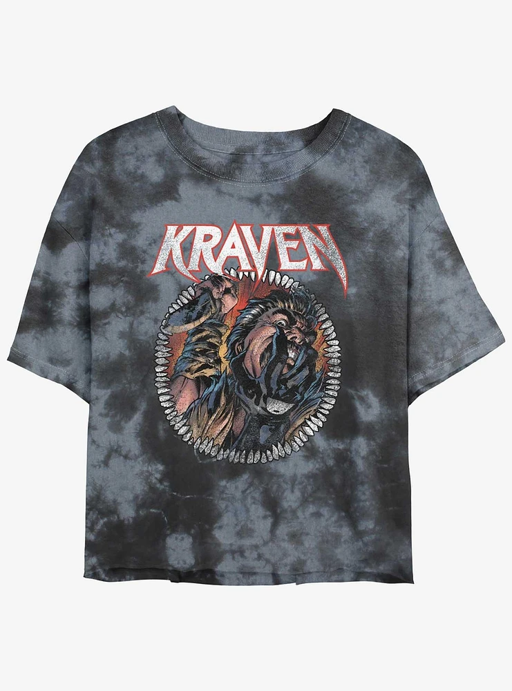 Marvel Kraven the Hunter Captured Prey Womens Tie-Dye Crop T-Shirt