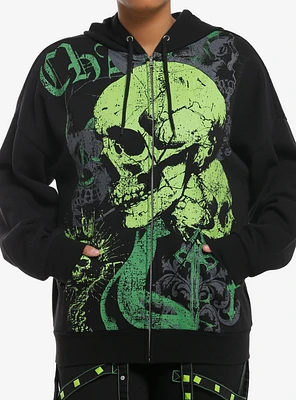 Social Collision Green Skull Chaos Girls Hoodie