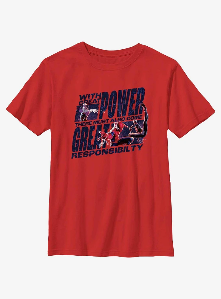 Marvel Spider-Man Great Power Comes ResponsibilityYouth T-Shirt