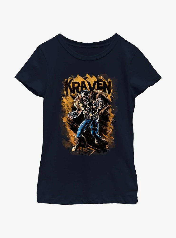 Marvel Kraven the Hunter Splatter Wall Girls Youth T-Shirt