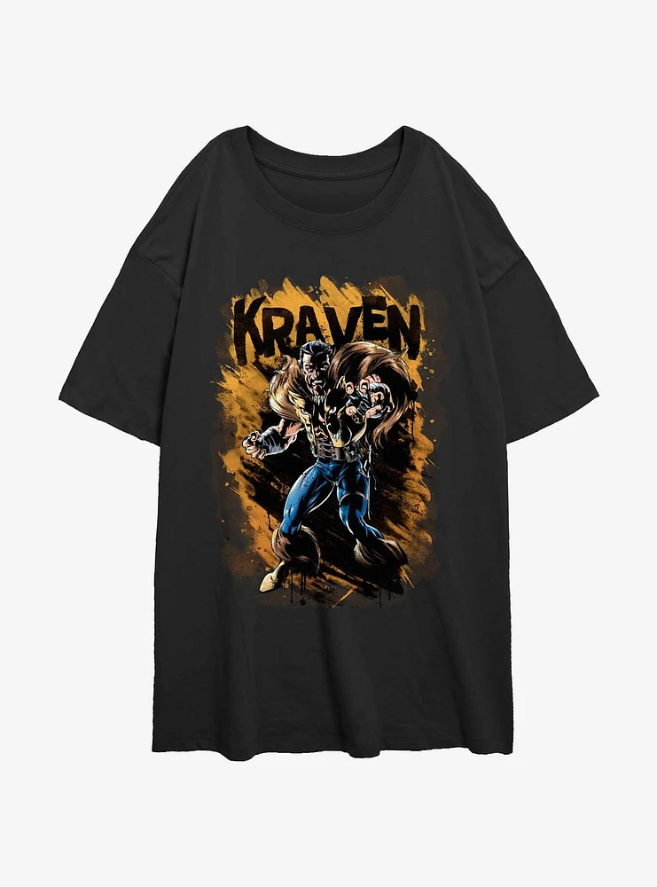 Marvel Kraven the Hunter Splatter Wall Womens Oversized T-Shirt