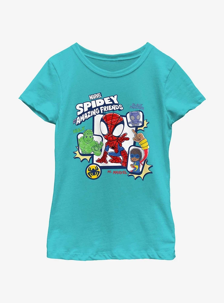 Marvel Spidey and His Amazing Friends Panel Girls Youth T-Shirt