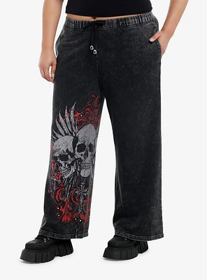 Skull Faded Dark Wash Lounge Pants Plus