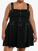 Social Collision Black Grommet Buckle Dress Plus