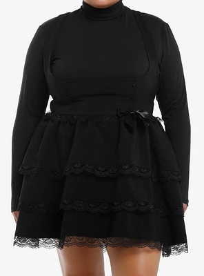 Social Collision Black Tiered Lace Underbust Skirtall Plus