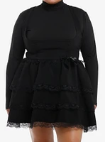 Social Collision Black Tiered Lace Underbust Skirtall Plus