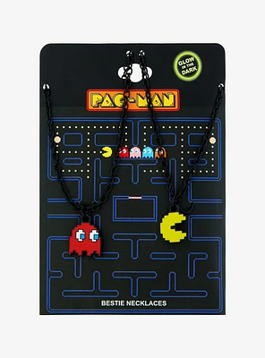 Pac-Man Ghost & Pac-Man Glow-In-The-Dark Best Friend Necklace Set