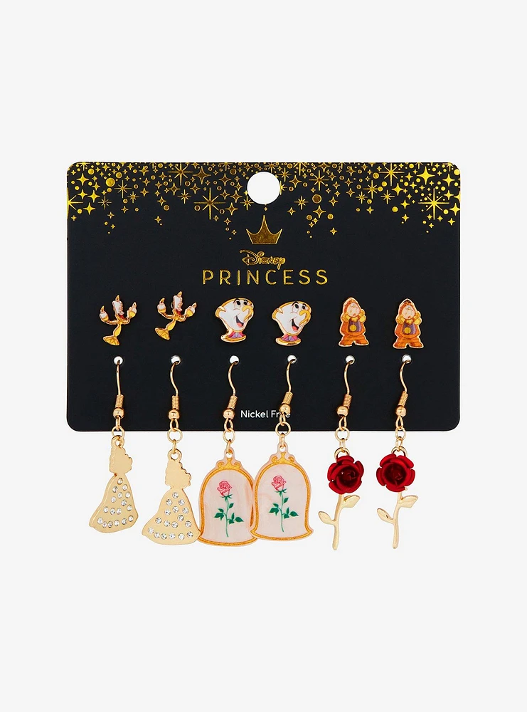 Disney Beauty And The Beast Characters Earring Set