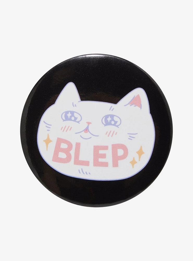 White Cat Blep 3 Inch Button