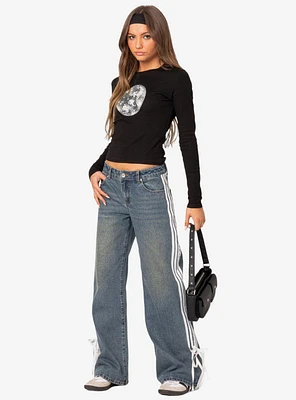 Edikted Washed Low Rise Ribbon Jeans
