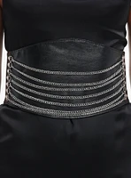 Black Faux leather Chain Corset Belt