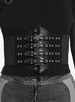 Black & Silver Studded Buckle Corset Belt