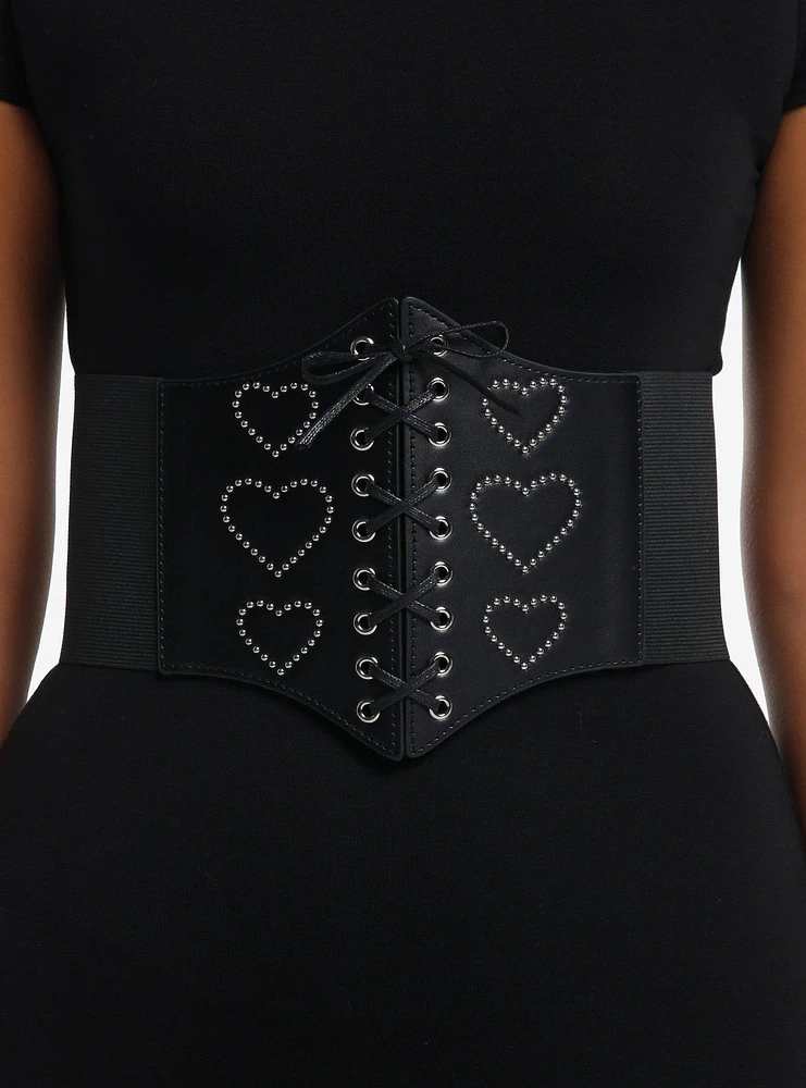 Black Heart Stud Corset Belt