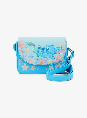 Loungefly Disney Stitch & Scrump Flowers Crossbody Bag