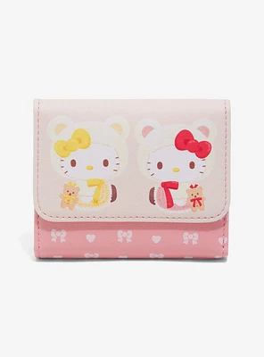 Loungefly Hello Kitty & Mimmy White Teddy Bear Mini Flap Wallet