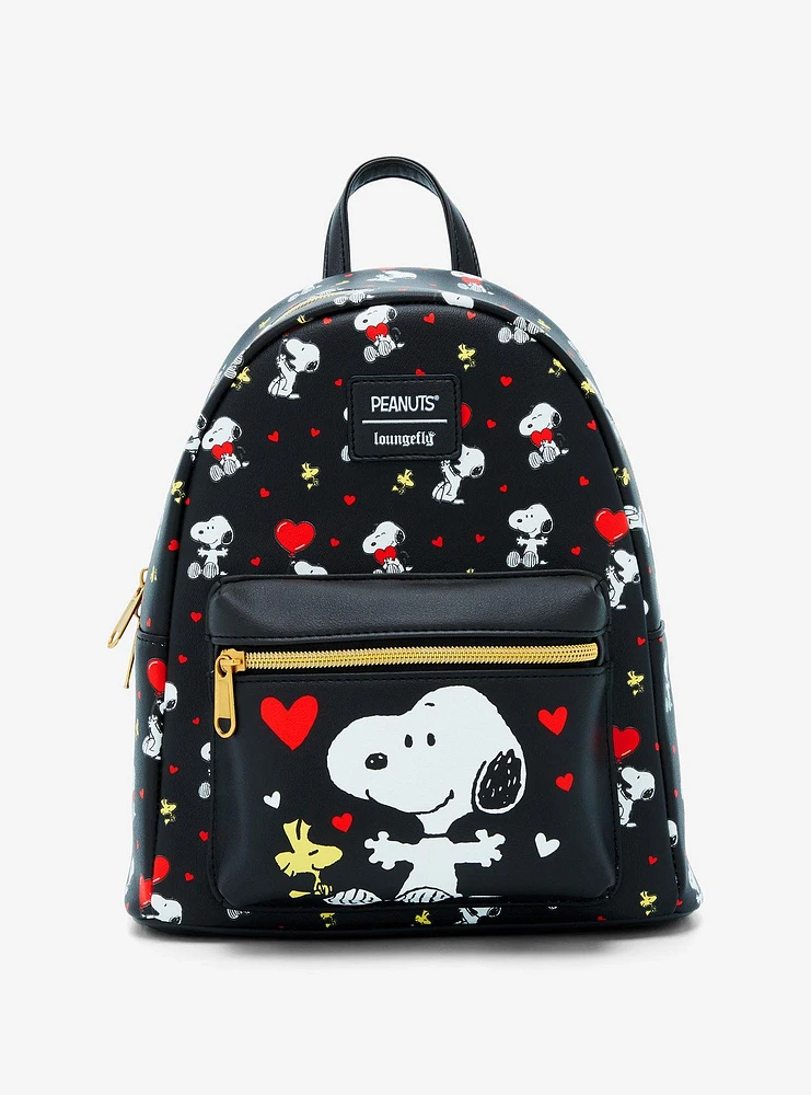 Loungefly Peanuts Snoopy Woodstock Hearts Mini Backpack