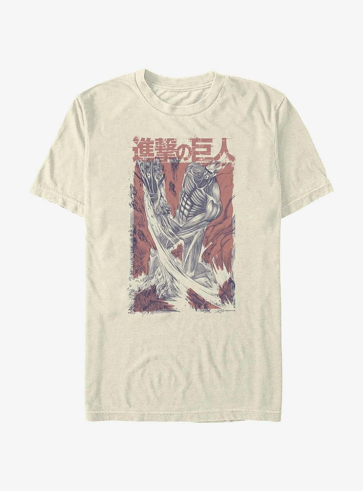 Attack On Titan Overlay Colossus Garment Dye T-Shirt