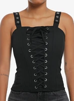 Social Collision Black Lace-Up Girls Corset Top