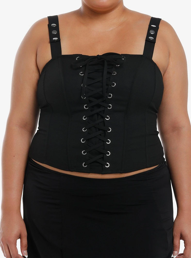 Social Collision Black Lace-Up Girls Corset Top Plus