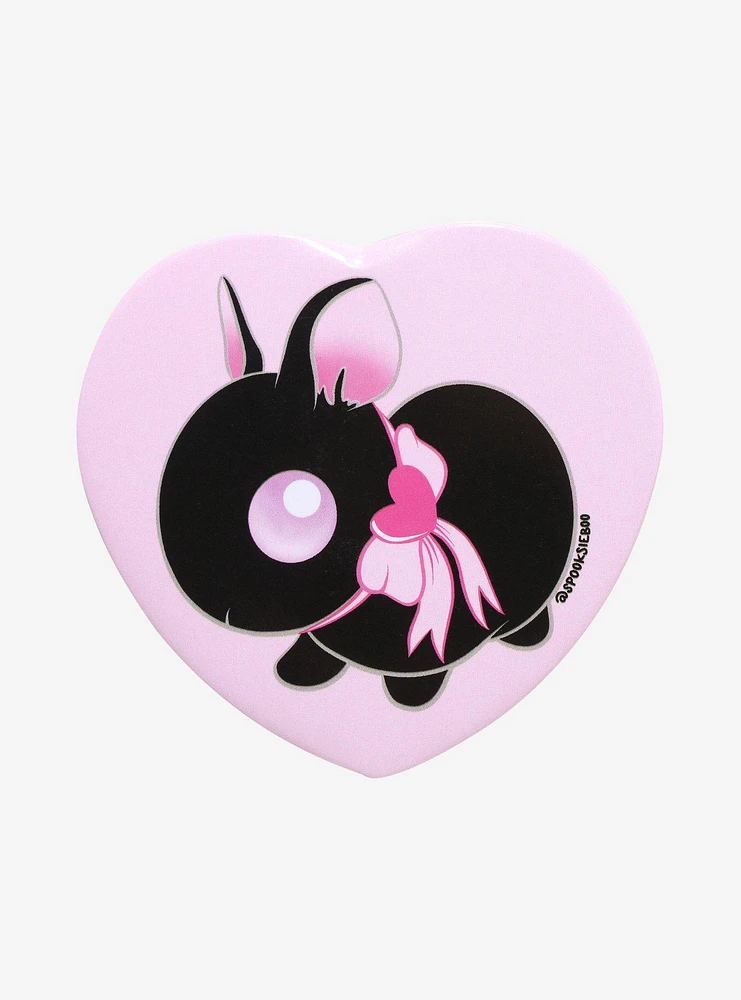 Black Bunny Bow Heart 3 Inch Button By Spooksieboo