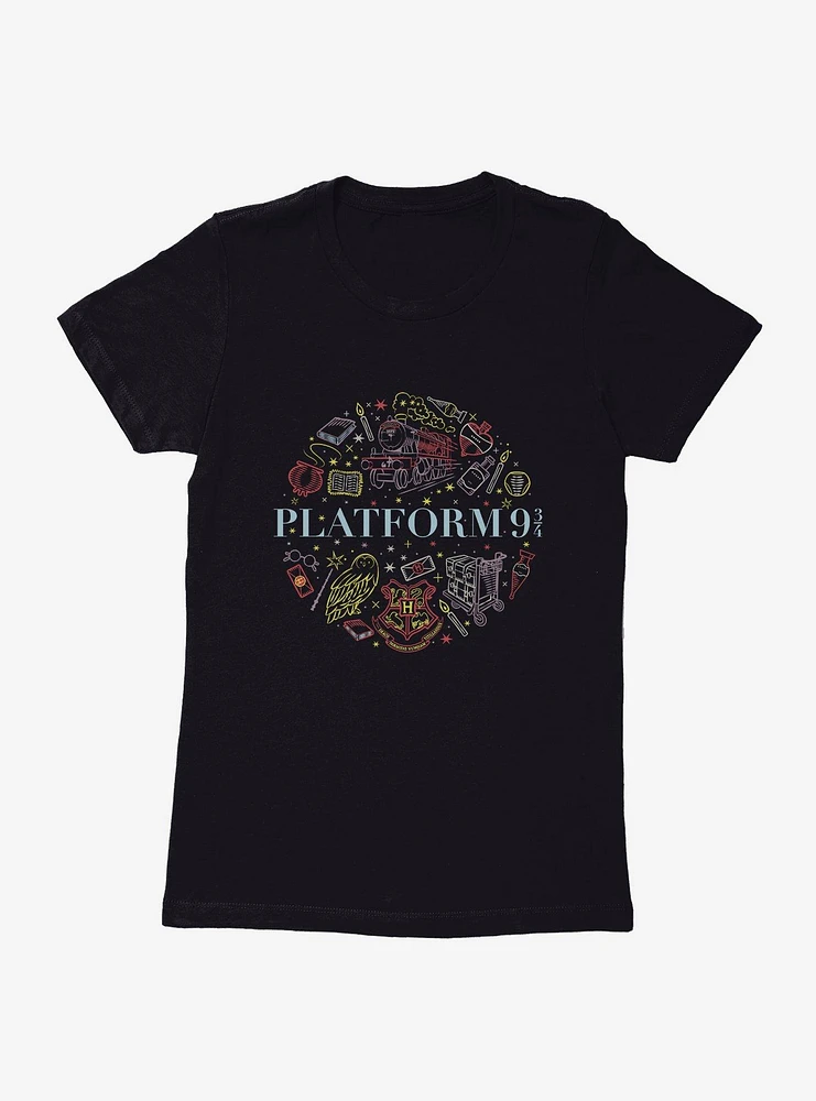 Harry Potter Platform 9 3/4 Cute Sketch Logo Womens T-Shirt?