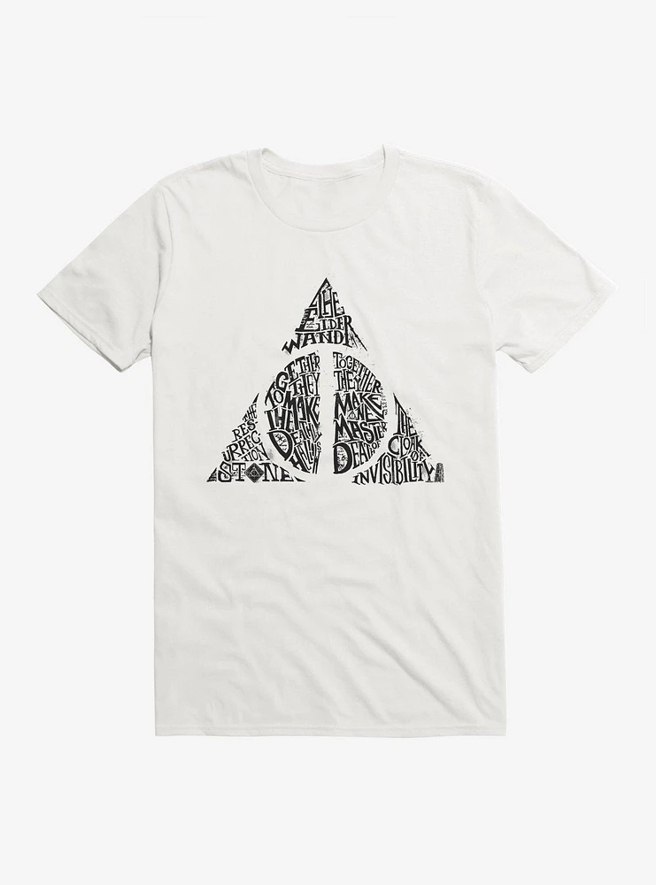 Harry Potter Deathly Hallows Symbol Words T-Shirt