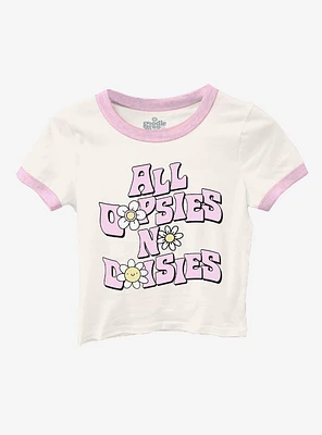 Oopsies No Daisies Girls Ringer Baby T-Shirt By Goodie Two Sleeves