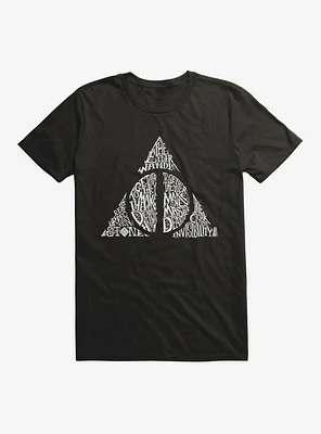 Harry Potter Deathly Hallows Symbol Words Extra Soft T-Shirt