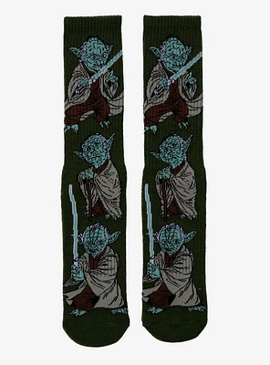 Star Wars Yoda Allover Print Crew Socks - BoxLunch Exclusive