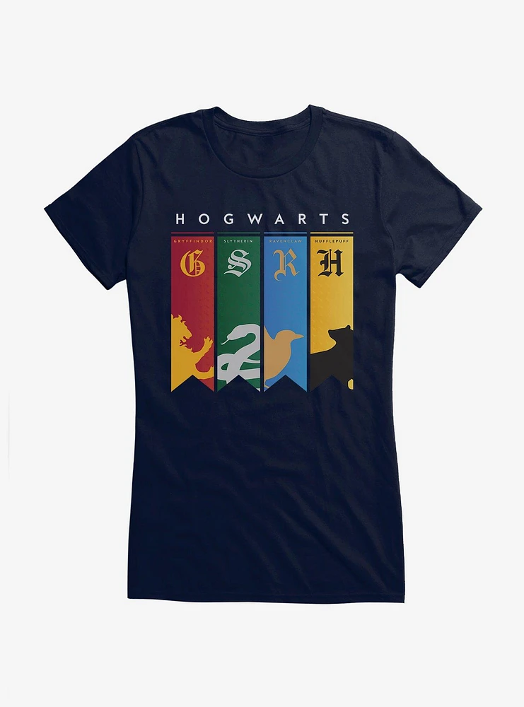 Harry Potter Hogwarts School House Banners Girls T-Shirt