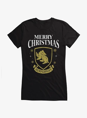 Harry Potter Merry Christmas Hufflepuff Girls T-Shirt