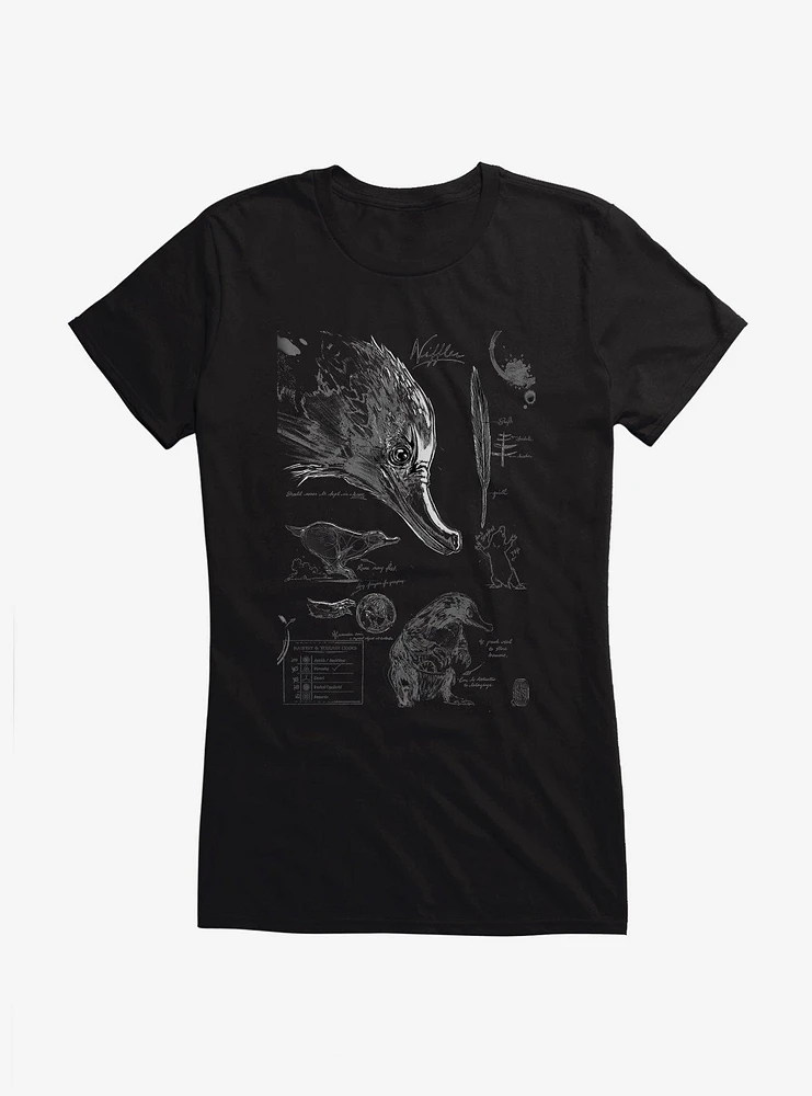 Fantastic Beasts Niffler Sketches Girls T-Shirt