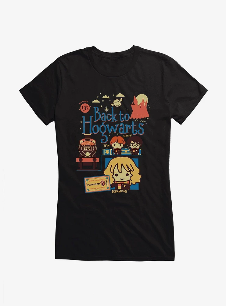 Harry Potter Platform 9 3/4 Chibi Art Girls T-Shirt