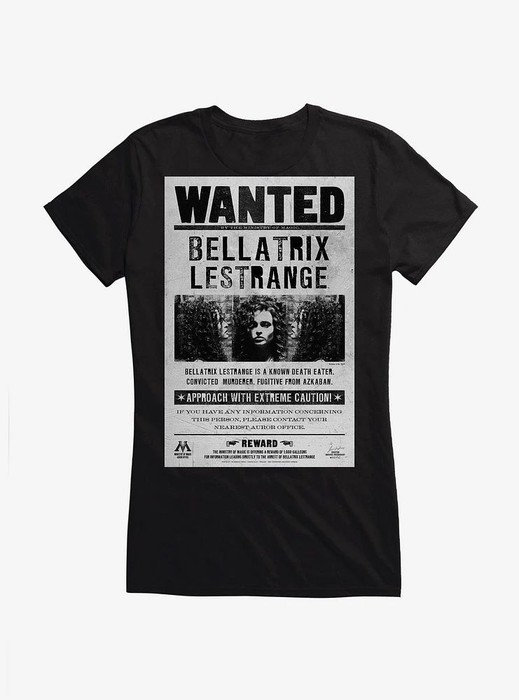 Harry Potter Bellatrix Lestrange Wanted Poster Girls T-Shirt